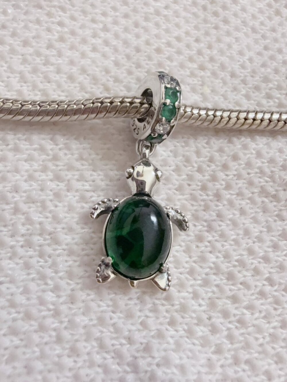 Green Murano Glass Turtle Dangle Silver Charm For Pandora Bracelet Necklace